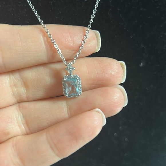 Silver Necklace with Blue Gemstone - Picture 2 of 2